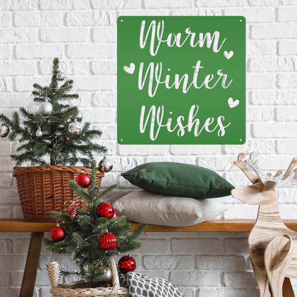 Warm Winter Wishes Christmas Metal Sign