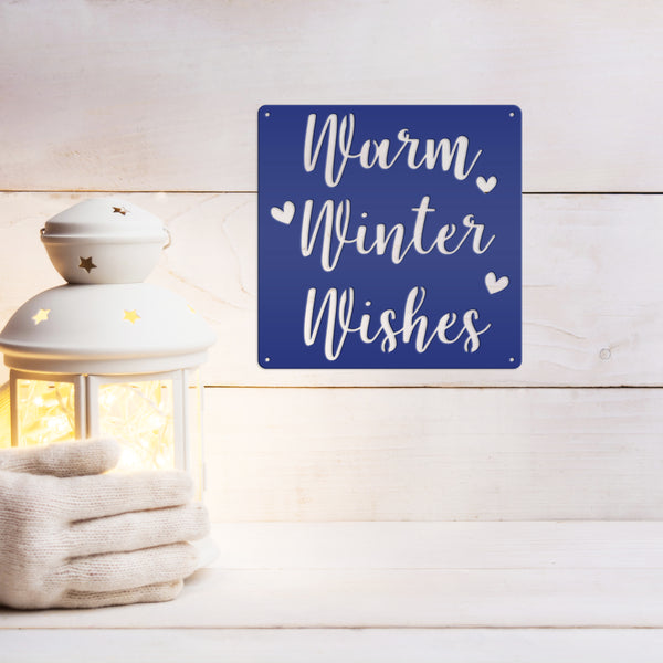 Warm Winter Wishes Christmas Metal Sign