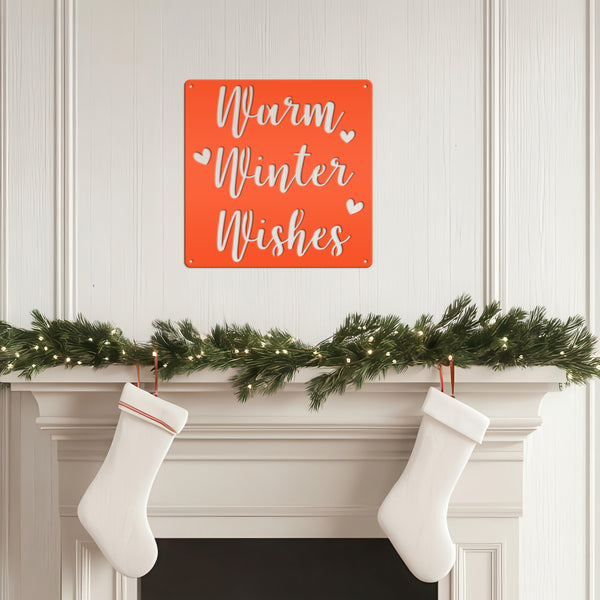 Warm Winter Wishes Christmas Metal Sign