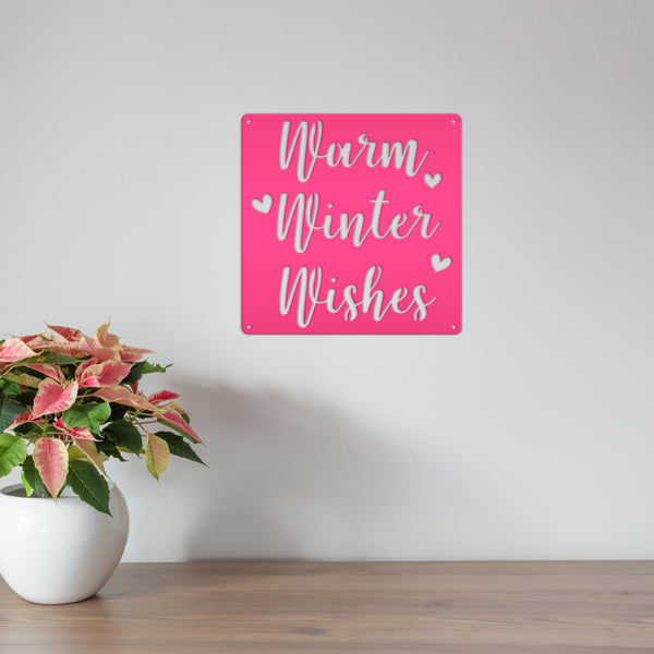 Warm Winter Wishes Christmas Metal Sign