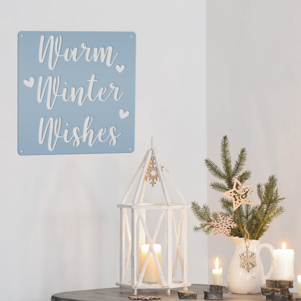 Warm Winter Wishes Christmas Metal Sign