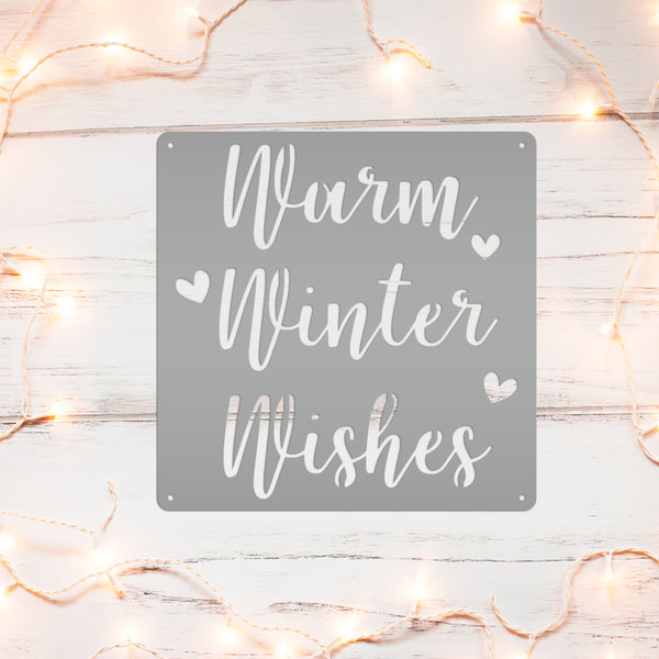 Warm Winter Wishes Christmas Metal Sign