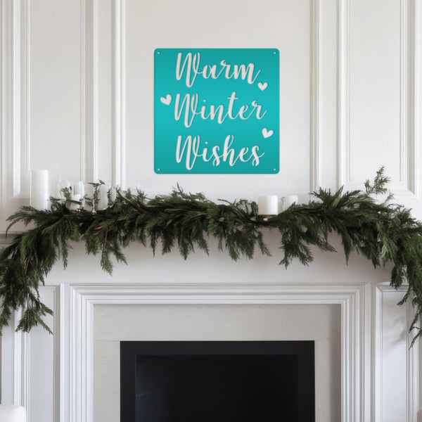 Warm Winter Wishes Christmas Metal Sign