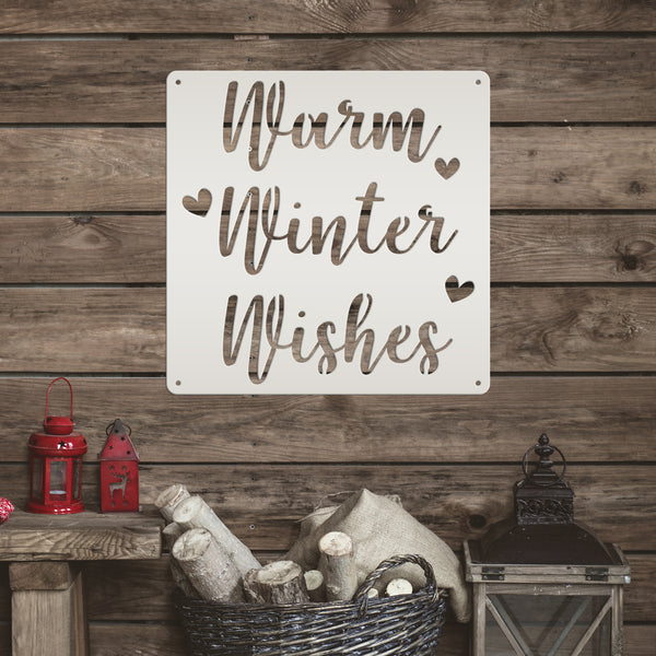 Warm Winter Wishes Christmas Metal Sign