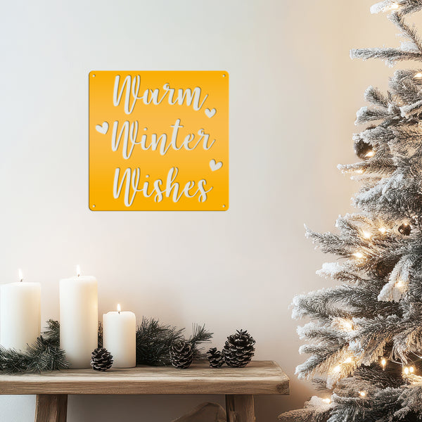 Warm Winter Wishes Christmas Metal Sign