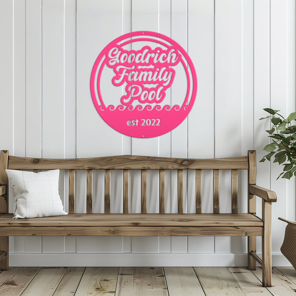 Custom Pool Metal Sign ,Pool Wall Decor & Art , Pool House Decor, Poolside Family Sign