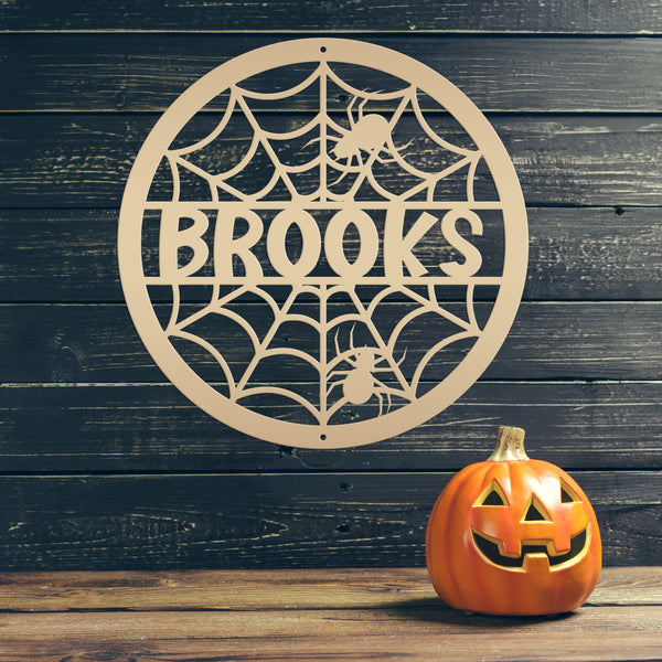 Halloween Metal Spider Decor Customizable for Indoor and Outdoor use, Personalized Halloween Sign With Spiders, Haunted House Decorations