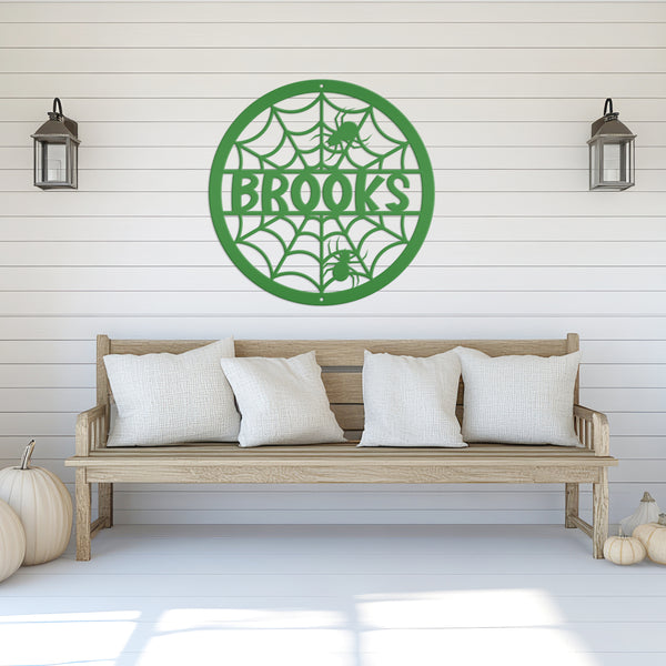 Halloween Metal Spider Decor Customizable for Indoor and Outdoor use, Personalized Halloween Sign With Spiders, Haunted House Decorations
