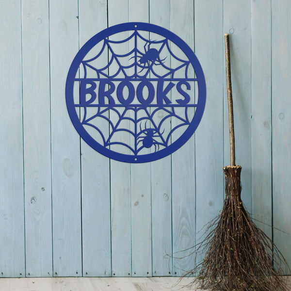 Halloween Metal Spider Decor Customizable for Indoor and Outdoor use, Personalized Halloween Sign With Spiders, Haunted House Decorations