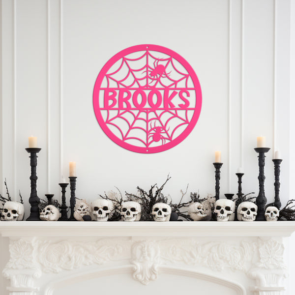 Halloween Metal Spider Decor Customizable for Indoor and Outdoor use, Personalized Halloween Sign With Spiders, Haunted House Decorations