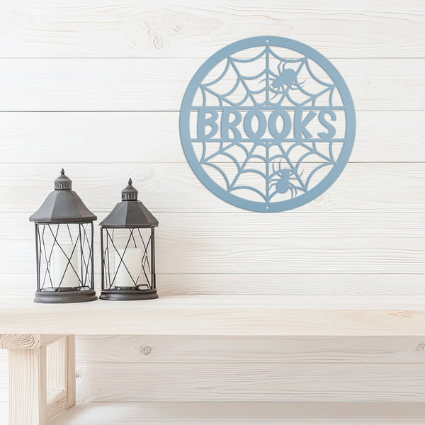 Halloween Metal Spider Decor Customizable for Indoor and Outdoor use, Personalized Halloween Sign With Spiders, Haunted House Decorations