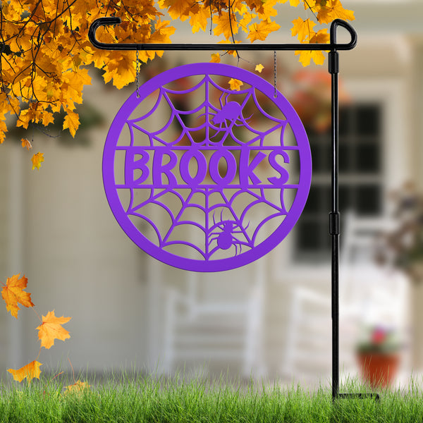 Halloween Metal Spider Decor Customizable for Indoor and Outdoor use, Personalized Halloween Sign With Spiders, Haunted House Decorations