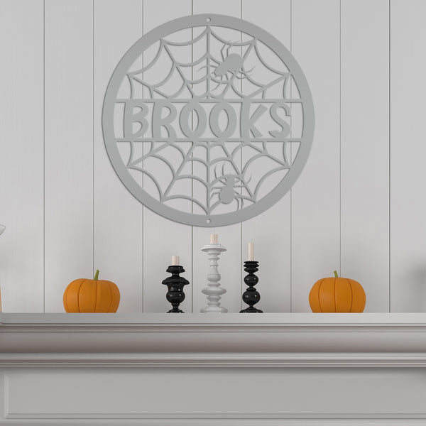 Halloween Metal Spider Decor Customizable for Indoor and Outdoor use, Personalized Halloween Sign With Spiders, Haunted House Decorations