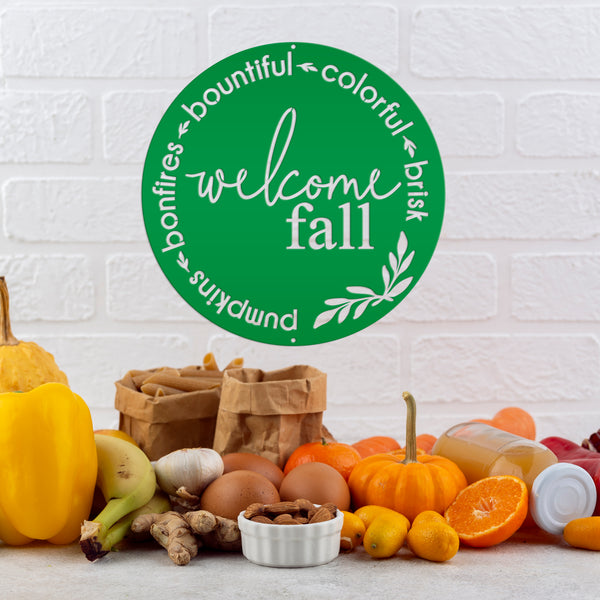 Round Welcome Sign for Fall - Autumn Decor - Door Sign For Fall