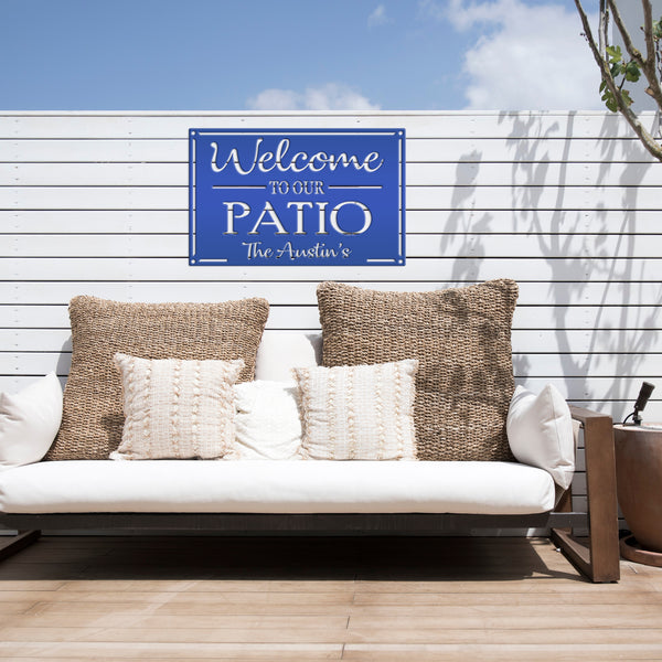 Metal Patio Sign Personalized Outdoor Welcome Sign For Porch or Deck Sign With Family Name Wedding Gift Idea