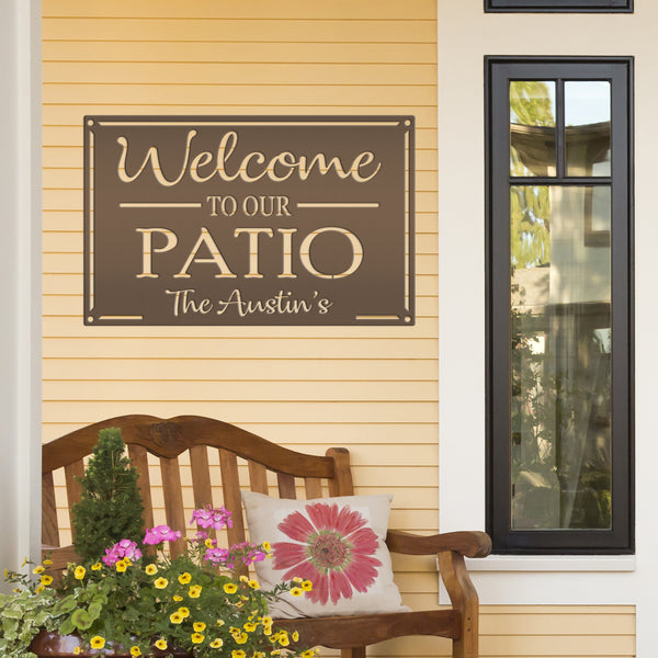 Metal Patio Sign Personalized Outdoor Welcome Sign For Porch or Deck Sign With Family Name Wedding Gift Idea