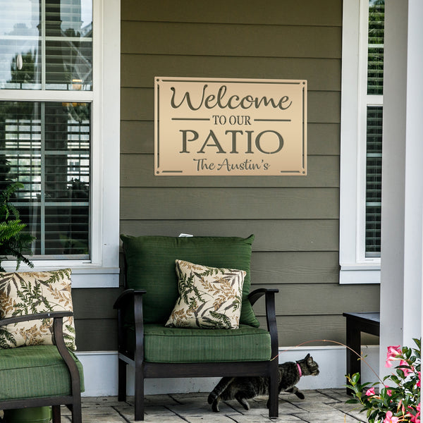 Metal Patio Sign Personalized Outdoor Welcome Sign For Porch or Deck Sign With Family Name Wedding Gift Idea