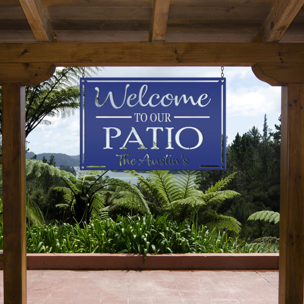 Metal Patio Sign Personalized Outdoor Welcome Sign For Porch or Deck Sign With Family Name Wedding Gift Idea
