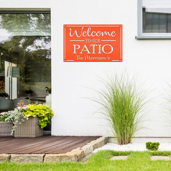 Metal Patio Sign Personalized Outdoor Welcome Sign For Porch or Deck Sign With Family Name Wedding Gift Idea