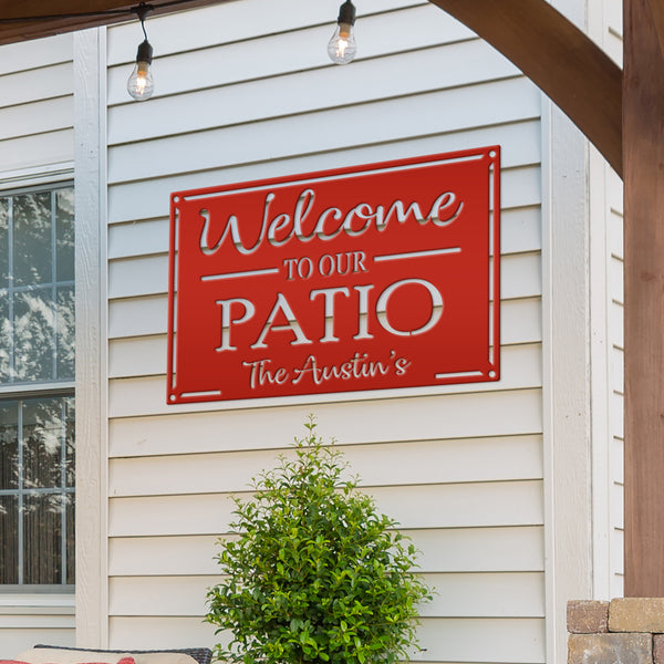 Metal Patio Sign Personalized Outdoor Welcome Sign For Porch or Deck Sign With Family Name Wedding Gift Idea