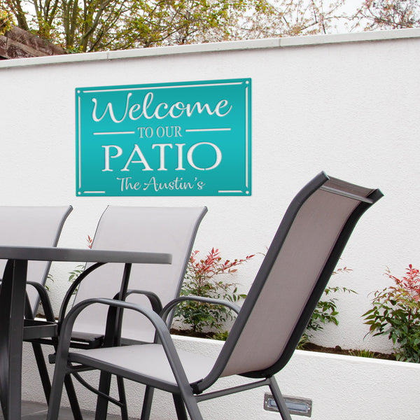 Metal Patio Sign Personalized Outdoor Welcome Sign For Porch or Deck Sign With Family Name Wedding Gift Idea