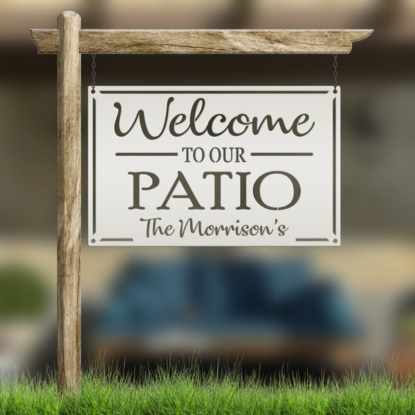 Metal Patio Sign Personalized Outdoor Welcome Sign For Porch or Deck Sign With Family Name Wedding Gift Idea