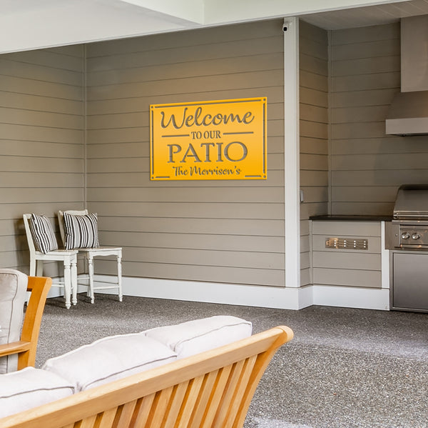 Metal Patio Sign Personalized Outdoor Welcome Sign For Porch or Deck Sign With Family Name Wedding Gift Idea