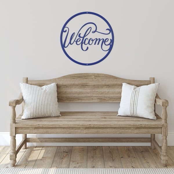 Round Welcome Metal Sign-Front Door Decor-Welcome Sign for Front Door-Porch-Welcome sign for entrance-Personalized Gift