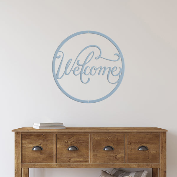 Round Welcome Metal Sign-Front Door Decor-Welcome Sign for Front Door-Porch-Welcome sign for entrance-Personalized Gift