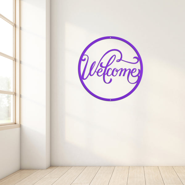Round Welcome Metal Sign-Front Door Decor-Welcome Sign for Front Door-Porch-Welcome sign for entrance-Personalized Gift
