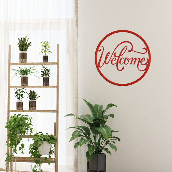 Round Welcome Metal Sign-Front Door Decor-Welcome Sign for Front Door-Porch-Welcome sign for entrance-Personalized Gift