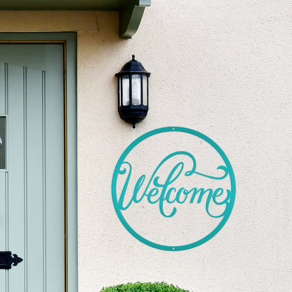 Round Welcome Metal Sign-Front Door Decor-Welcome Sign for Front Door-Porch-Welcome sign for entrance-Personalized Gift