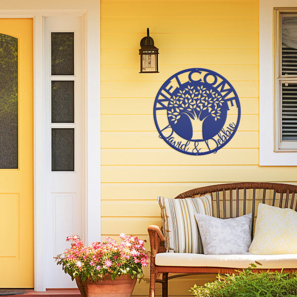 Personalized Tree of Life Family Sign Welcome Metal Wall Art Personalized Tree of Life Family Sign Welcome Metal Wall Art