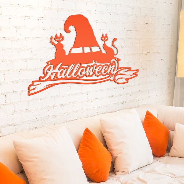 Metal Halloween Wall Decor - Witch's Hat Halloween Sign