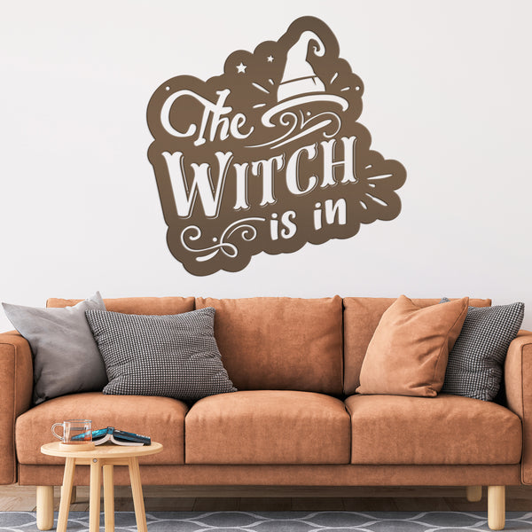 The Witch Is In Metal Sign - Halloween Decor