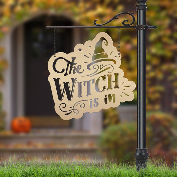 The Witch Is In Metal Sign - Halloween Decor