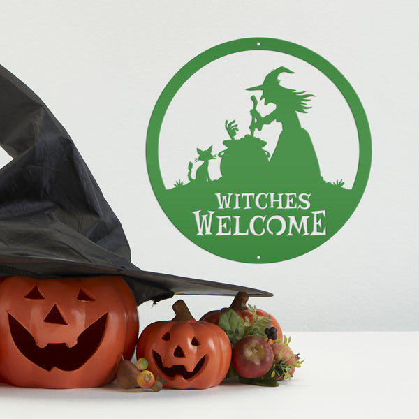 Witches Welcome Halloween Metal Sign, Witches Welcome Wall Decor, Witches Wall Decor for Halloween, Witch Halloween Front Door Decor, Halloween Witches Sign Decor, Witches Halloween Wall Art