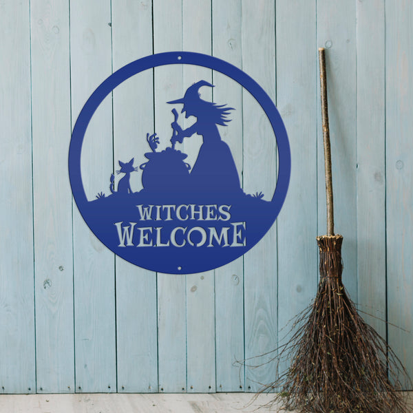 Witches Welcome Halloween Metal Sign, Witches Welcome Wall Decor, Witches Wall Decor for Halloween, Witch Halloween Front Door Decor, Halloween Witches Sign Decor, Witches Halloween Wall Art