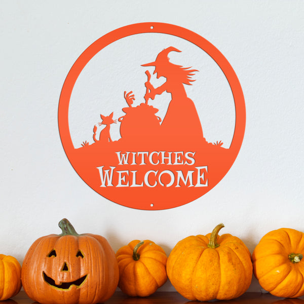 Witches Welcome Halloween Metal Sign, Witches Welcome Wall Decor, Witches Wall Decor for Halloween, Witch Halloween Front Door Decor, Halloween Witches Sign Decor, Witches Halloween Wall Art