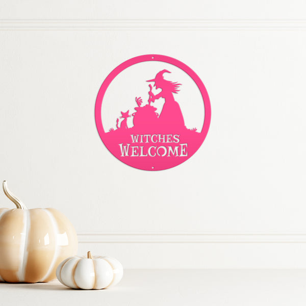 Witches Welcome Halloween Metal Sign, Witches Welcome Wall Decor, Witches Wall Decor for Halloween, Witch Halloween Front Door Decor, Halloween Witches Sign Decor, Witches Halloween Wall Art