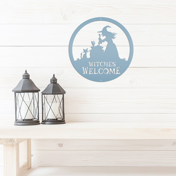 Witches Welcome Halloween Metal Sign, Witches Welcome Wall Decor, Witches Wall Decor for Halloween, Witch Halloween Front Door Decor, Halloween Witches Sign Decor, Witches Halloween Wall Art