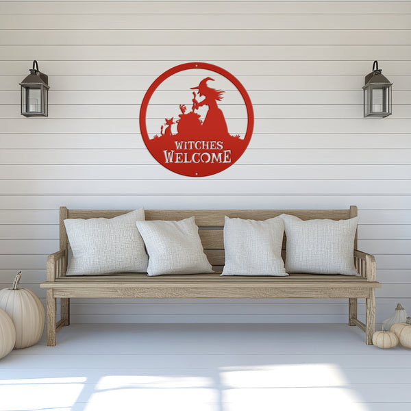 Witches Welcome Halloween Metal Sign, Witches Welcome Wall Decor, Witches Wall Decor for Halloween, Witch Halloween Front Door Decor, Halloween Witches Sign Decor, Witches Halloween Wall Art