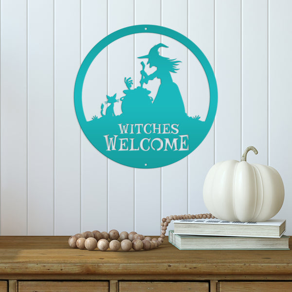 Witches Welcome Halloween Metal Sign, Witches Welcome Wall Decor, Witches Wall Decor for Halloween, Witch Halloween Front Door Decor, Halloween Witches Sign Decor, Witches Halloween Wall Art