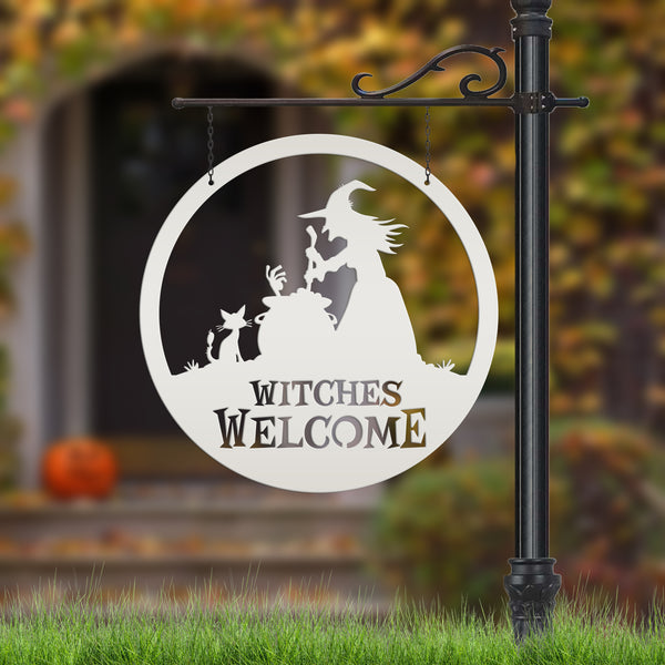 Witches Welcome Halloween Metal Sign, Witches Welcome Wall Decor, Witches Wall Decor for Halloween, Witch Halloween Front Door Decor, Halloween Witches Sign Decor, Witches Halloween Wall Art