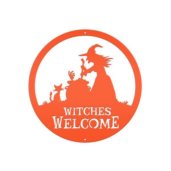 Witches Welcome Halloween Metal Sign