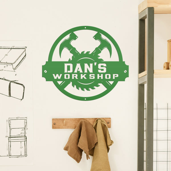 Custom Woodworking Workshop Metal Sign - Carpentry Shop Business Signage - Wood Craftsman Wall Hanging - Man Cave Wall Decor - Father Gift