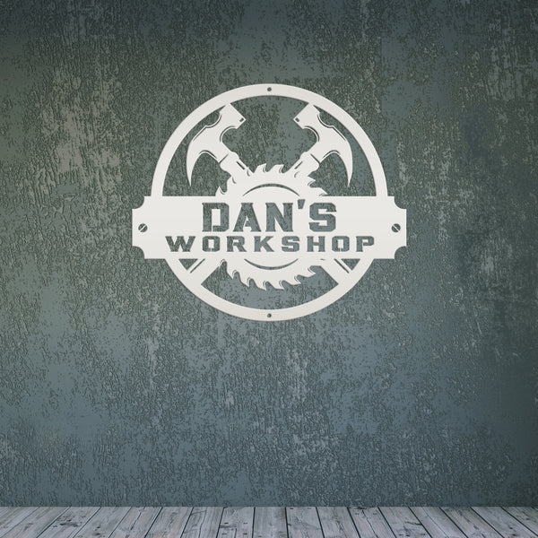 Custom Woodworking Workshop Metal Sign - Carpentry Shop Business Signage - Wood Craftsman Wall Hanging - Man Cave Wall Decor - Father Gift