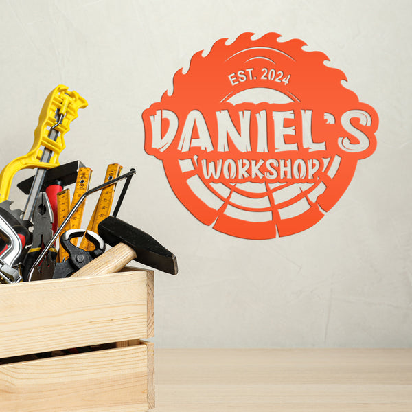 Personalized Woodworking Workshop Metal Sign, Carpenter Personalized Metal Sign, Dad's Workshop Sign, Woodworking Business Sign, Lumber Business, Wood Shop, Hardwood Business Sign. Metal Wood Themed Signs