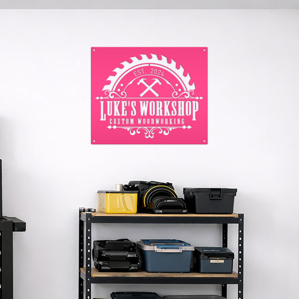 Custom Workshop Sign, Business Sign for Workshop, Dads Workshop, Gift for Handyman, Fathers Day Gift, Mancave Wall Decor, Dads Mancave Wall Decor, Gift for Carpenter, Mechanic Workshop Metal Sign