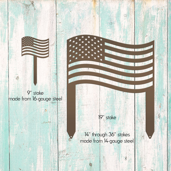 Patriotic American Flag Metal Garden Stake - Outdoor USA Home Decor - Independence Day Decorations - Laser Cut Yard Art - Gift for Veteran